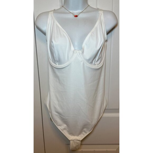 FeelinGirl White Shaping Bodysuit With Built-In Bra, Adjustable Straps, Medium - Picture 3 of 12